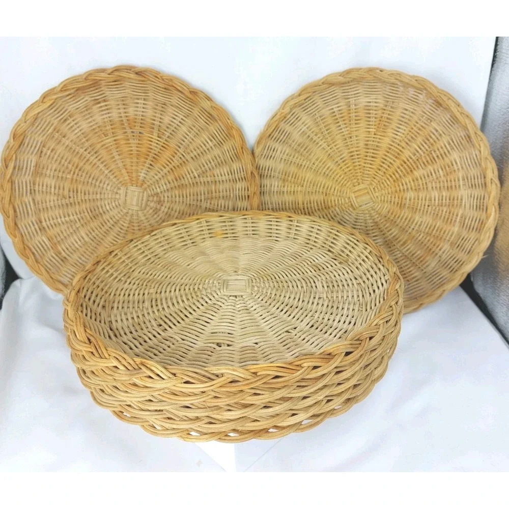 13 -Vintage Wicker Rattan Paper Disposable Plate Holder 10